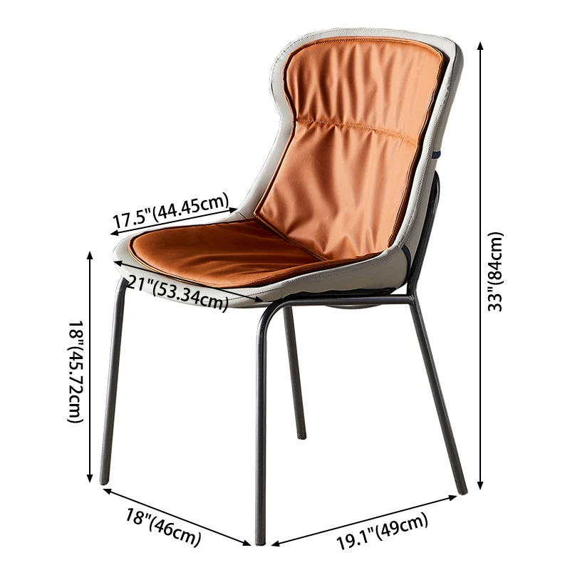Set di sedie per la casa stile industriale, sedia da pranzo pelle con gambe metallo Clearhalo
