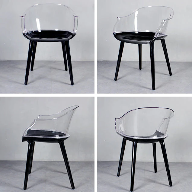 Set di sedie plastica stile scandinavo, sedia da pranzo singola da cucina con schienale massiccio Clearhalo