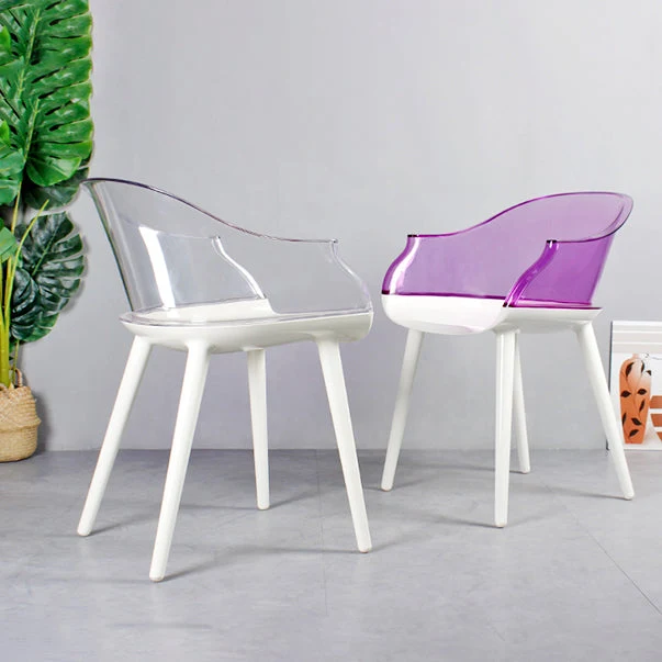 Set di sedie plastica stile scandinavo, sedia da pranzo singola da cucina con schienale massiccio Clearhalo