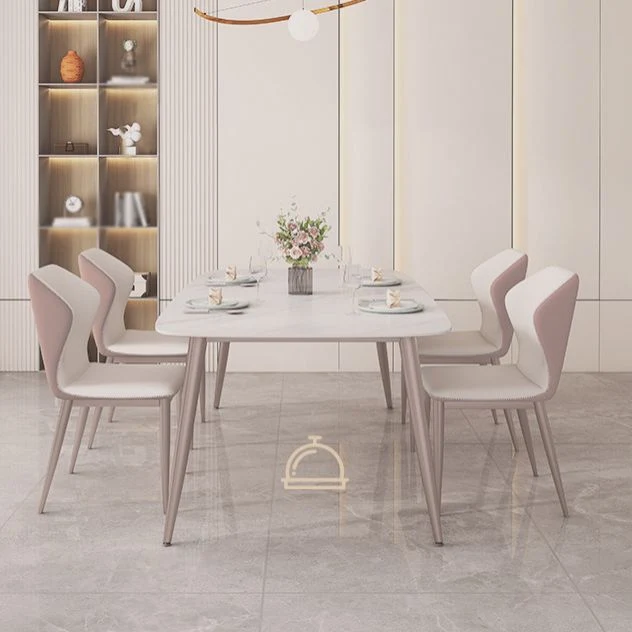 Set di sedie da pranzo 1/2/5/7 pezzi Set tavolo da pranzo rettangolare bianco per uso domestico Clearhalo