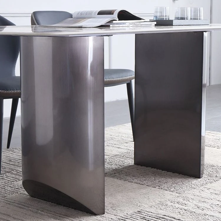 Set di sedie da pranzo 1/4/5/7 pezzi Set da pranzo rettangolare pietra sinterizzata Clearhalo
