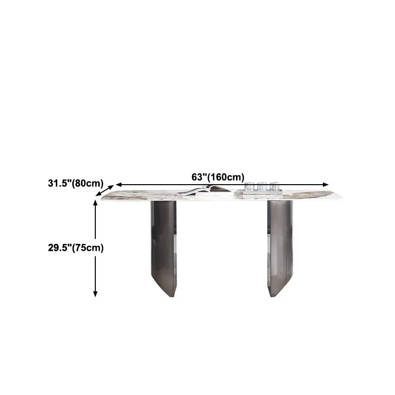 Set di sedie da pranzo 1/4/5/7 pezzi Set da pranzo rettangolare pietra sinterizzata Clearhalo