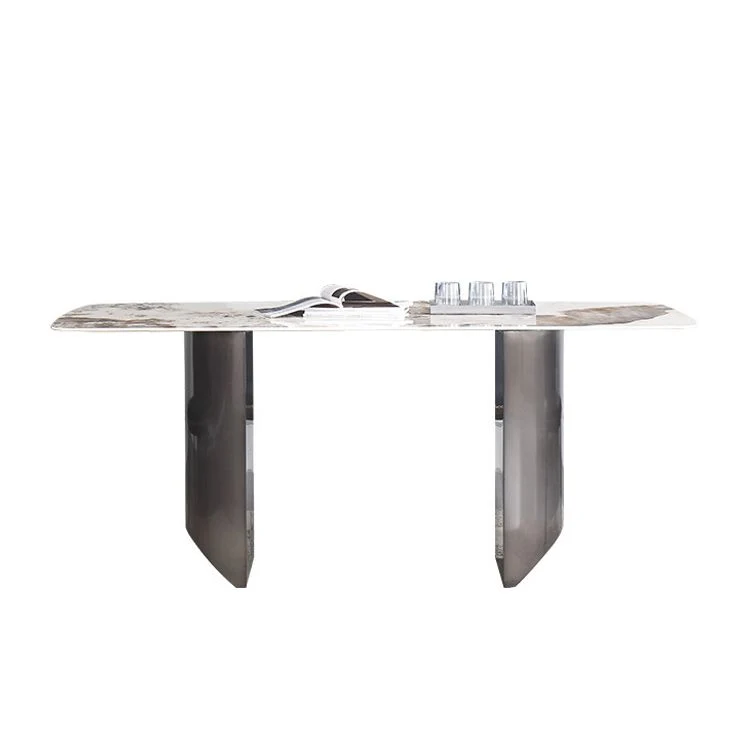 Set di sedie da pranzo 1/4/5/7 pezzi Set da pranzo rettangolare pietra sinterizzata Clearhalo