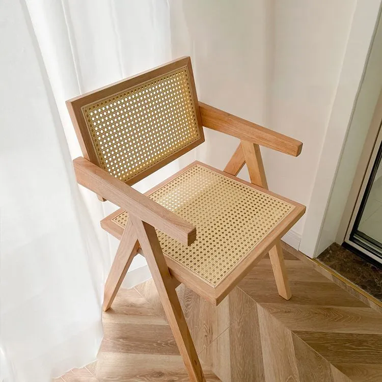 Set di sedie da pranzo contemporanee legno massello con poltrona da pranzo con schienale aperto Clearhalo