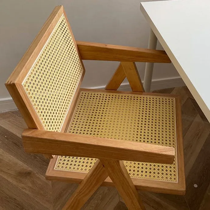Set di sedie da pranzo contemporanee legno massello con poltrona da pranzo con schienale aperto Clearhalo