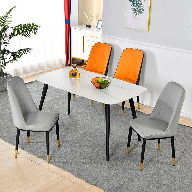 Set di sedie scandinave metallo da cucina, schienale massiccio, sedie da pranzo (set di 4) Clearhalo