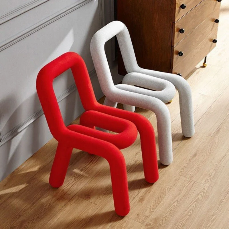 Set di sedie senza braccioli con schienale aperto e sedia laterale tessuto per la casa Clearhalo