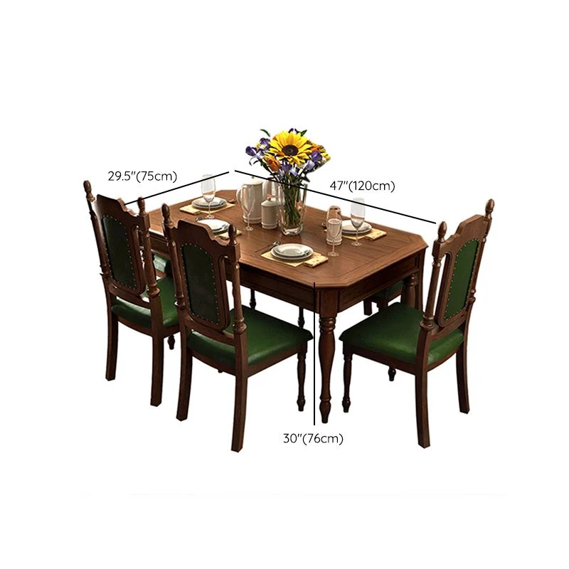 Set di tavoli da pranzo da 7 pezzi Set di mobili per sala da pranzo rettangolare legno massello Clearhalo