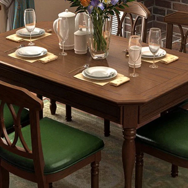 Set di tavoli da pranzo da 7 pezzi Set di mobili per sala da pranzo rettangolare legno massello Clearhalo