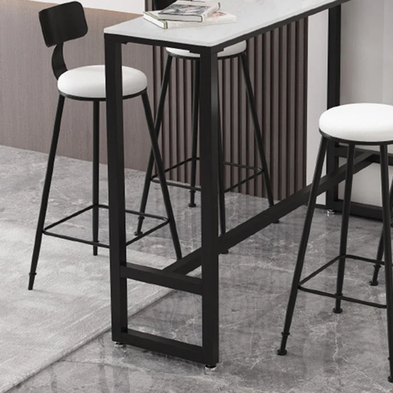 Set tavolo da bar rettangolare stile moderno da 3/5 pezzi finto marmo per soggiorno Clearhalo