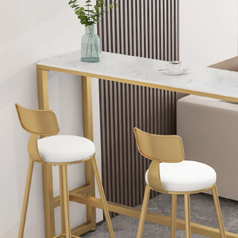 Set tavolo da bar rettangolare stile moderno da 3/5 pezzi finto marmo per soggiorno Clearhalo
