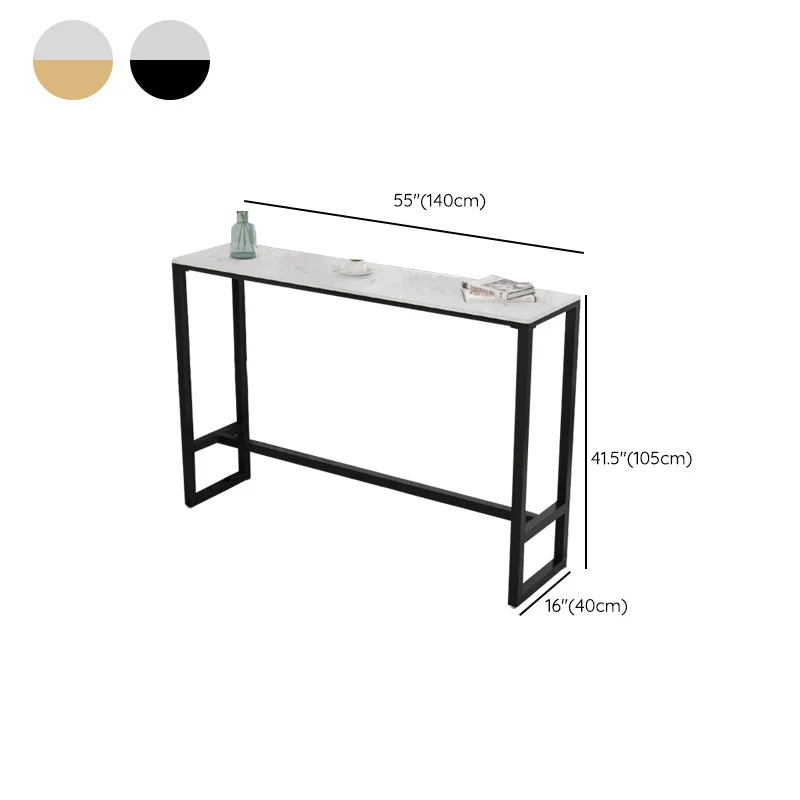 Set tavolo da bar rettangolare stile moderno da 3/5 pezzi finto marmo per soggiorno Clearhalo