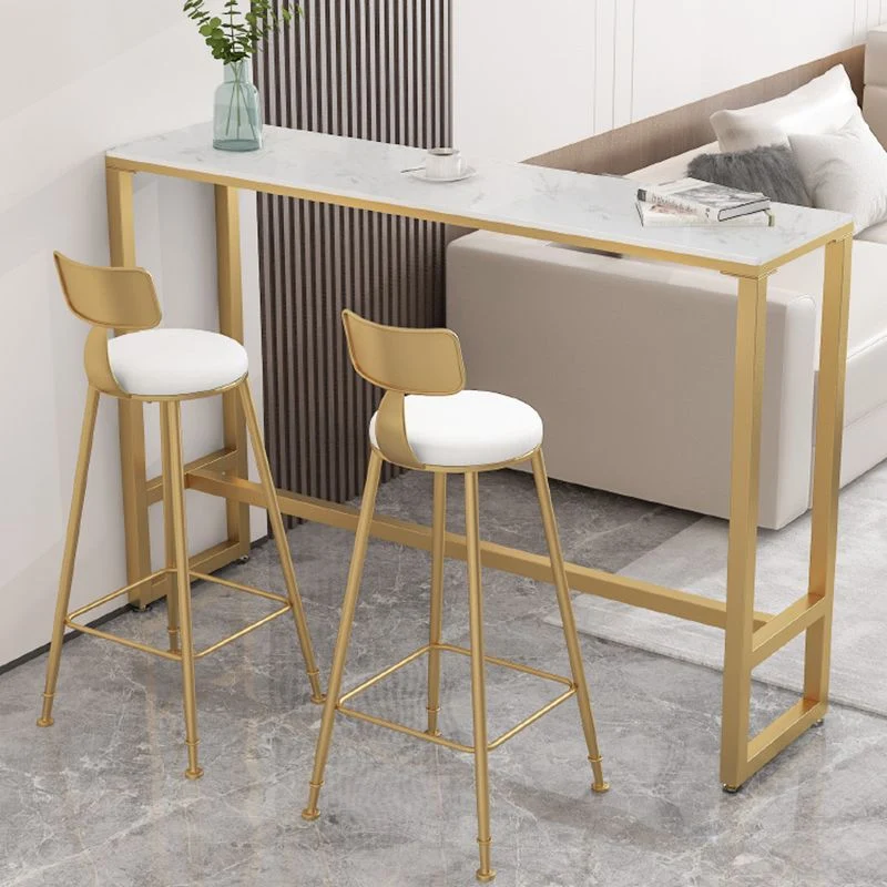 Set tavolo da bar rettangolare stile moderno da 3/5 pezzi finto marmo per soggiorno Clearhalo