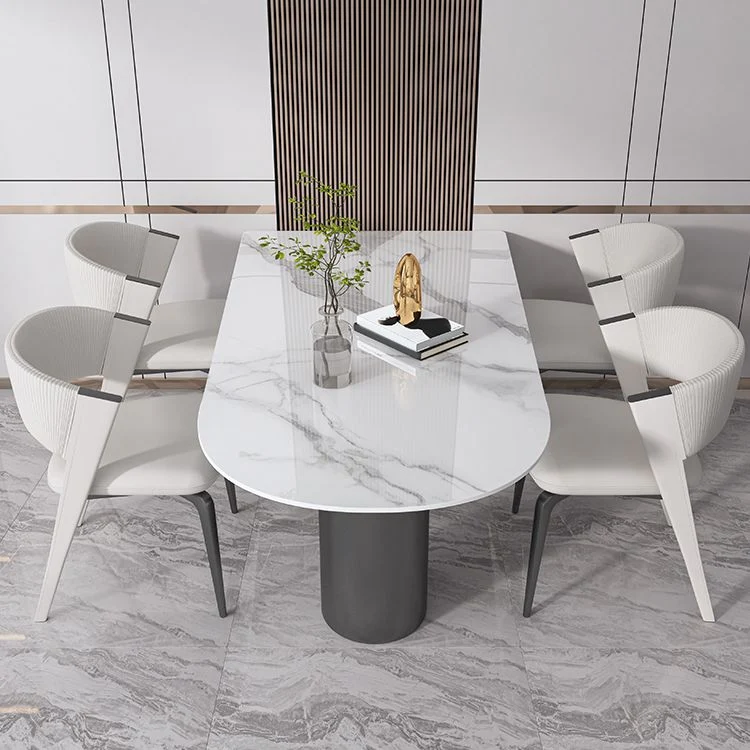 Set da tavolo metallo pietra sinterizzata stile moderno Set da pranzo 1/3/4/5 pezzi Clearhalo