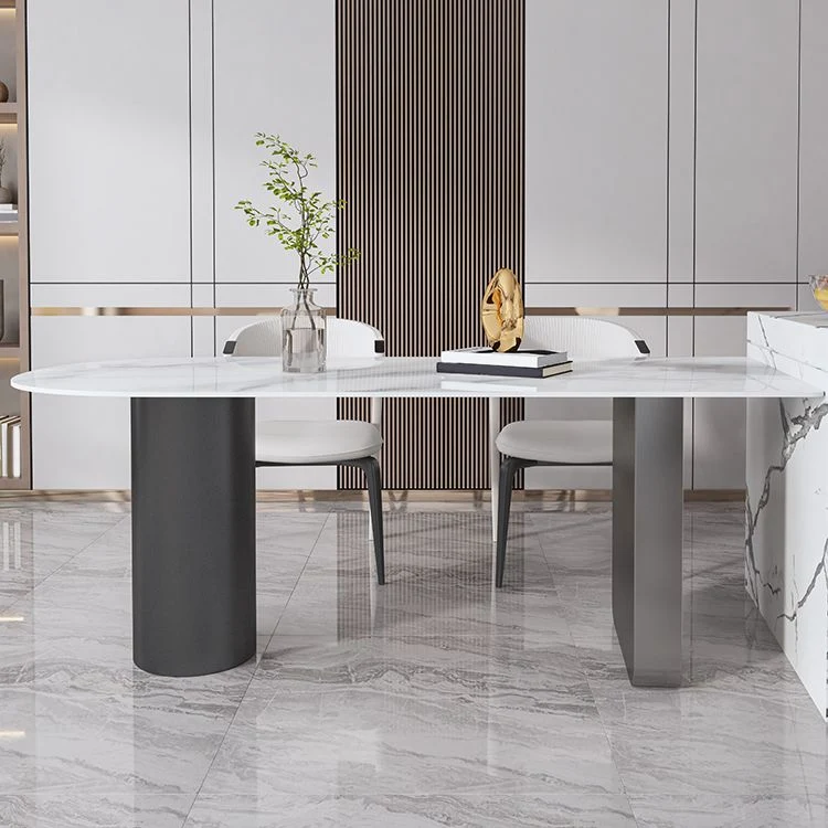 Set da tavolo metallo pietra sinterizzata stile moderno Set da pranzo 1/3/4/5 pezzi Clearhalo