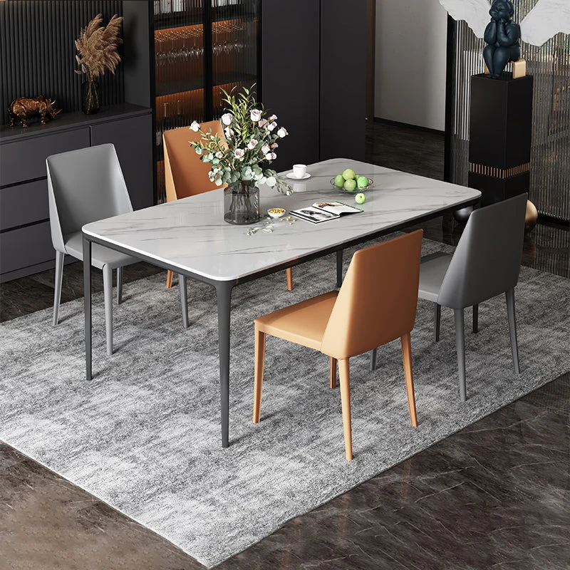 Set da tavolo moderno rettangolare pietra sinterizzata Set da pranzo da 1/4/5 pezzi Clearhalo
