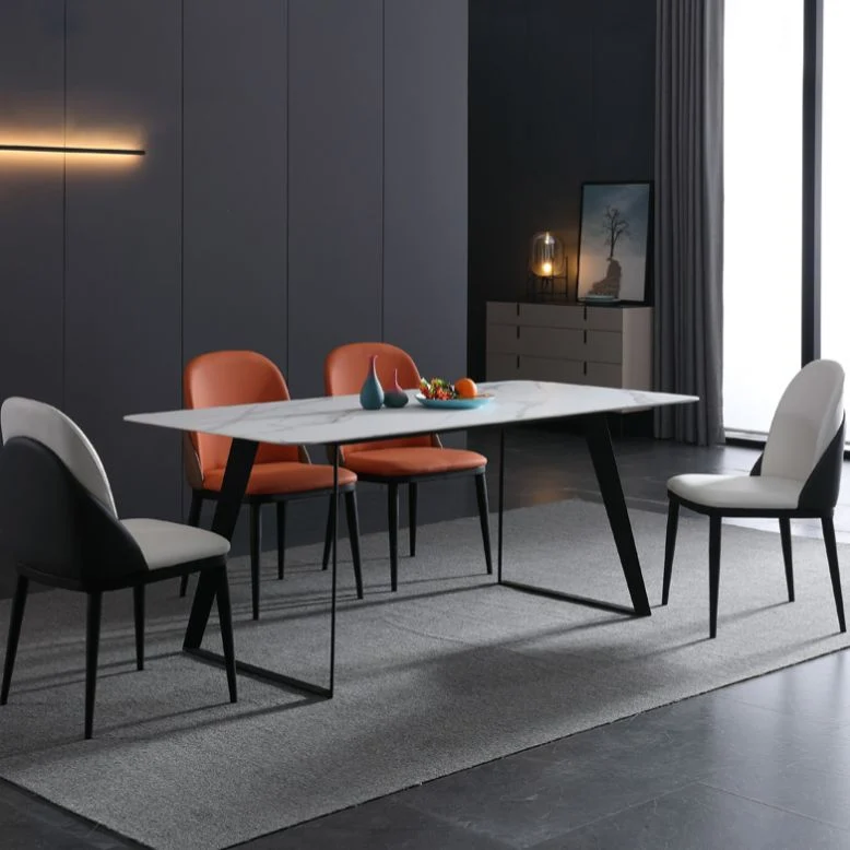 Set da tavolo moderno rettangolare pietra sinterizzata Set da pranzo da 1/2/5/7 pezzi Clearhalo