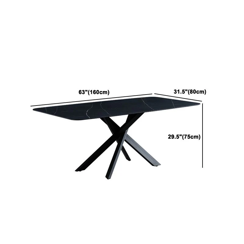Set da tavolo moderno rettangolare pietra sinterizzata Set da pranzo da 1/2/5/7 pezzi Clearhalo