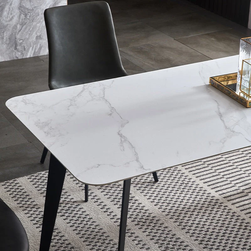 Set da tavolo moderno rettangolare pietra sinterizzata Set da pranzo da 1/4/6 pezzi Clearhalo