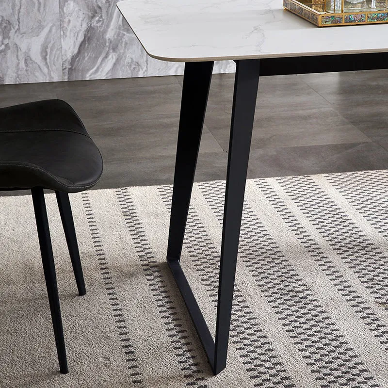 Set da tavolo moderno rettangolare pietra sinterizzata Set da pranzo da 1/4/6 pezzi Clearhalo