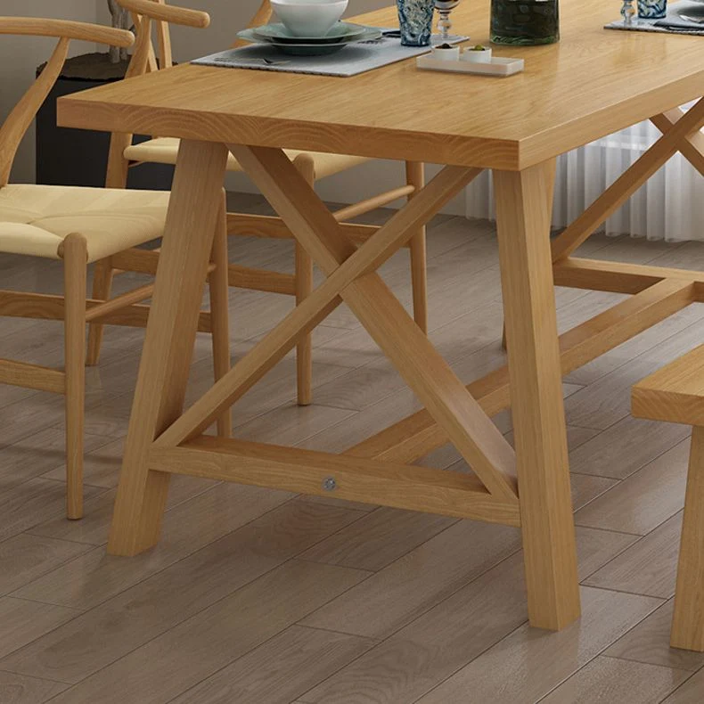 Set tavolo e panca moderno legno massello Set da pranzo rettangolare da 1/2/3/4/5 pezzi Clearhalo