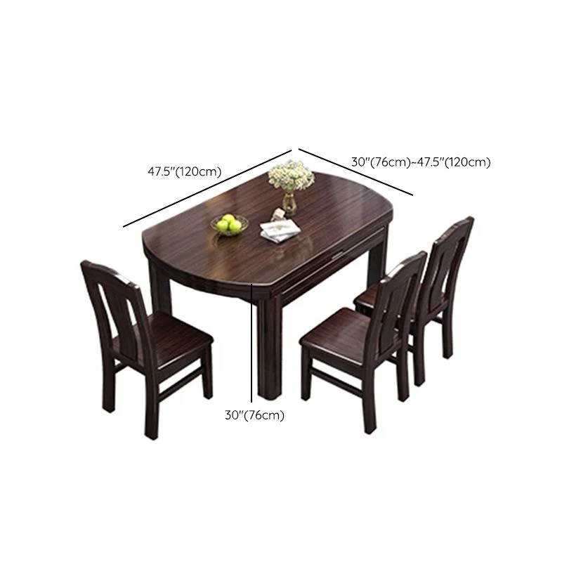 Set tavolo da pranzo allungabile 5/7/9 pezzi con set di mobili da cucina con base legno Clearhalo