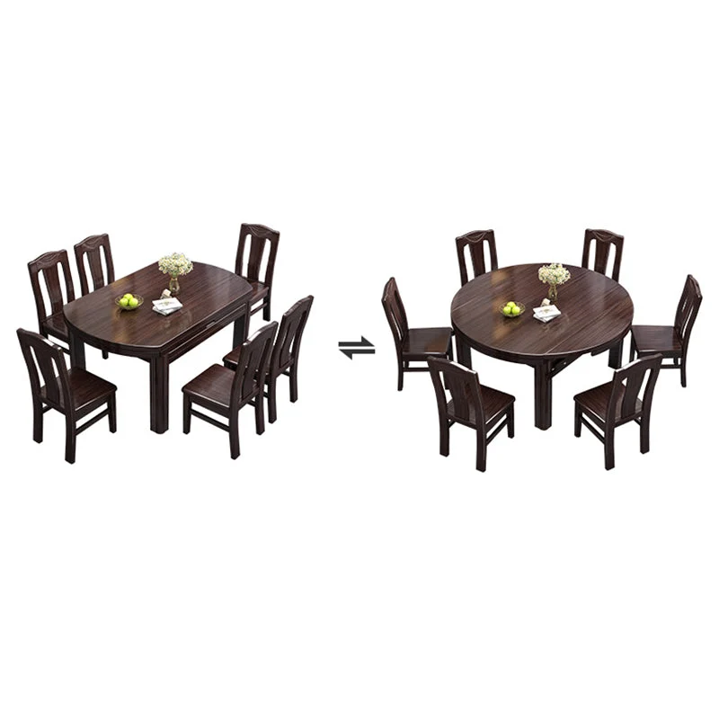Set tavolo da pranzo allungabile 5/7/9 pezzi con set di mobili da cucina con base legno Clearhalo