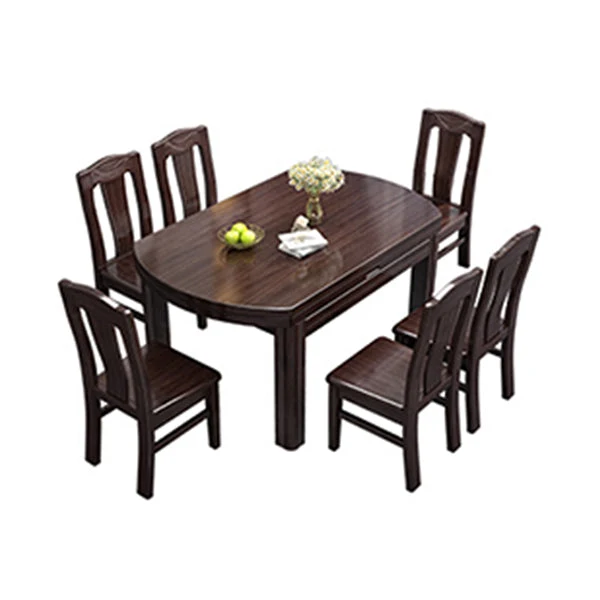 Set tavolo da pranzo allungabile 5/7/9 pezzi con set di mobili da cucina con base legno Clearhalo
