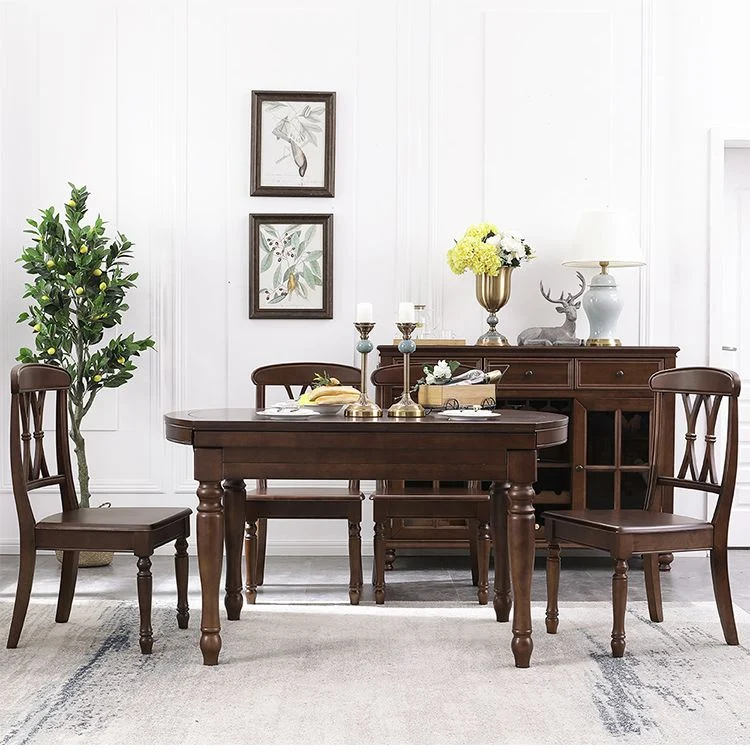 Set tavolo da pranzo allungabile legno massello Set da pranzo da 5/7 pezzi per cucina Clearhalo