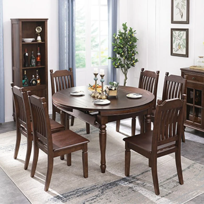 Set tavolo da pranzo allungabile legno massello Set da pranzo da 5/7 pezzi per cucina Clearhalo