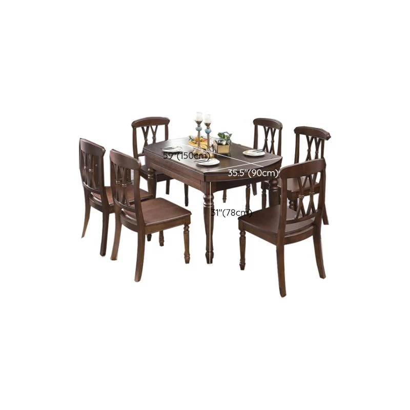 Set tavolo da pranzo allungabile legno massello Set da pranzo da 5/7 pezzi per cucina Clearhalo