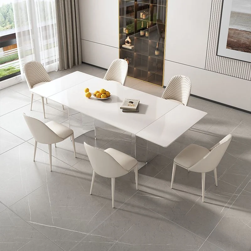 Set tavolo da pranzo bianco 1/4/5/7 pezzi con set di mobili da cucina con base acrilico Clearhalo