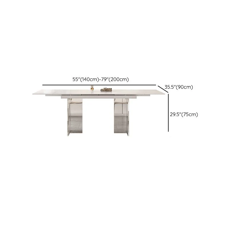 Set tavolo da pranzo bianco 1/4/5/7 pezzi con set di mobili da cucina con base acrilico Clearhalo