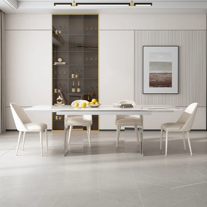 Set tavolo da pranzo bianco 1/4/5/7 pezzi con set di mobili da cucina con base acrilico Clearhalo