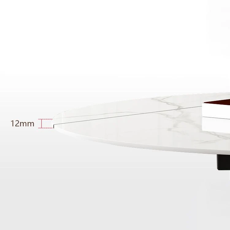 Set tavolo da pranzo bianco Glam 1/4/5/6/7/9 pezzi con set dinette scalabile rotondo con piano pietra Clearhalo