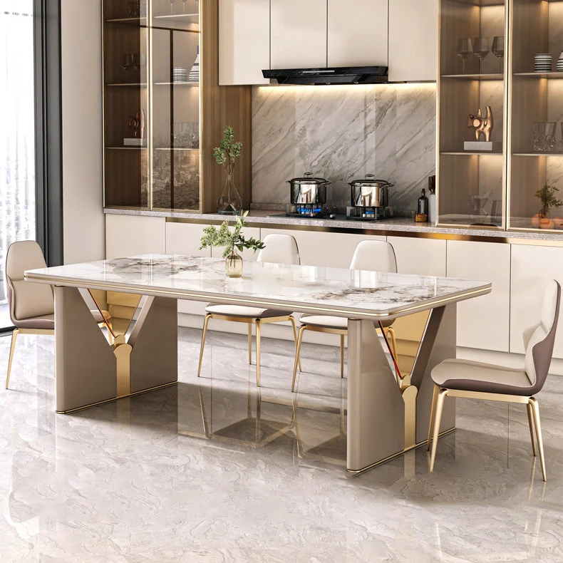 Set tavolo da pranzo bianco lucido Set dinette pietra da 1/4/5/7 pezzi per cucina Clearhalo