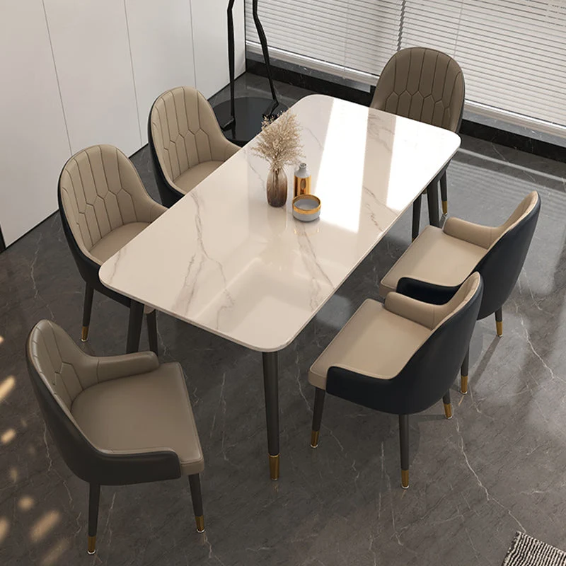 Set tavolo da pranzo bianco lucido Set dinette glamour da 1/5/7 pezzi per cucina Clearhalo