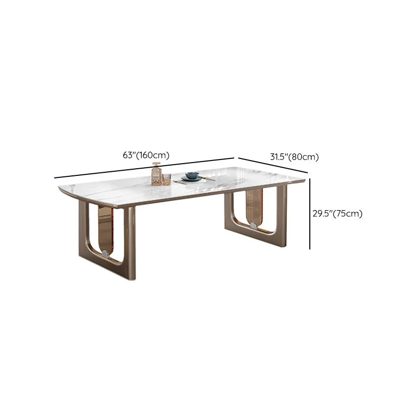 Set tavolo da pranzo con piano pietra bianca lucida per la casa Set da pranzo moderno da 1/2/5/7 pezzi Clearhalo
