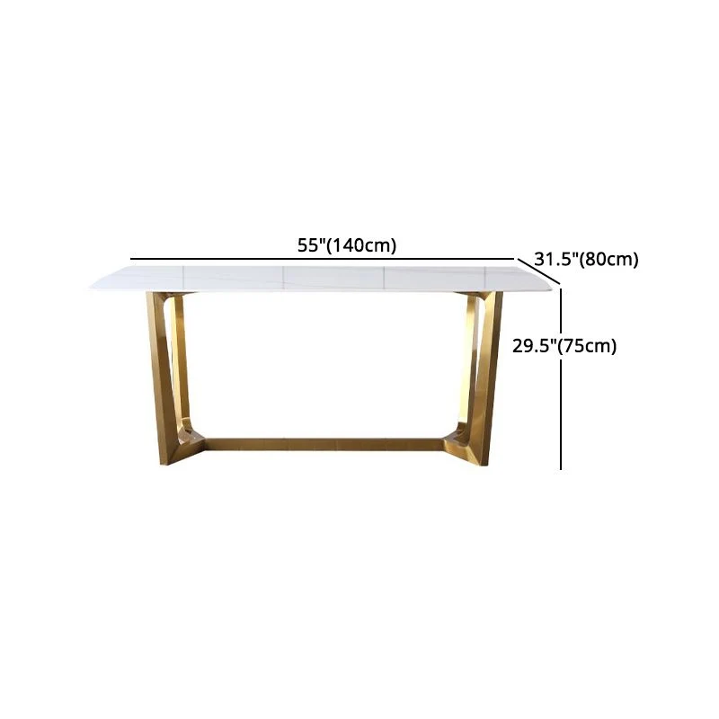 Set tavolo da pranzo contemporaneo pietra sinterizzata da 1/4/5/7 pezzi con base dorata Clearhalo
