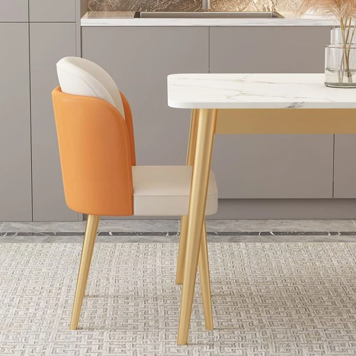 Set tavolo da pranzo ferro Glam Set dinette rettangolare da 1/2/5/7 pezzi con pietra sinterizzata bianca Clearhalo