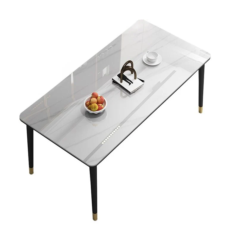 Set tavolo da pranzo Glam Iron Set dinette rettangolare da 1/2/5/7 pezzi con piano pietra sinterizzata Clearhalo