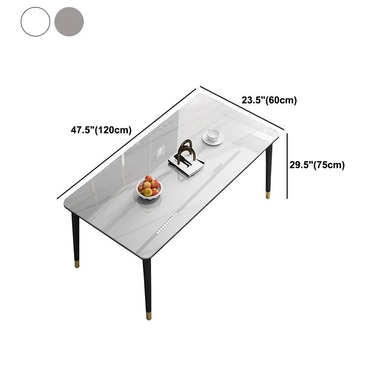 Set tavolo da pranzo Glam Iron Set dinette rettangolare da 1/2/5/7 pezzi con piano pietra sinterizzata Clearhalo