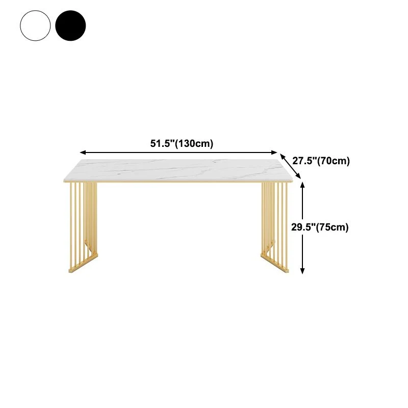 Set tavolo da pranzo Glam Iron Set dinette 1/2/5/7 pezzi con piano rettangolare pietra sinterizzata Clearhalo