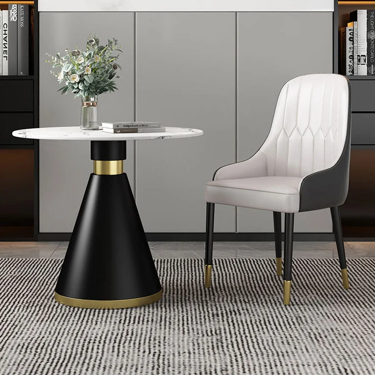 Set tavolo da pranzo Glam pietra sinterizzata Set da pranzo rotondo 1/2/5 pezzi Clearhalo
