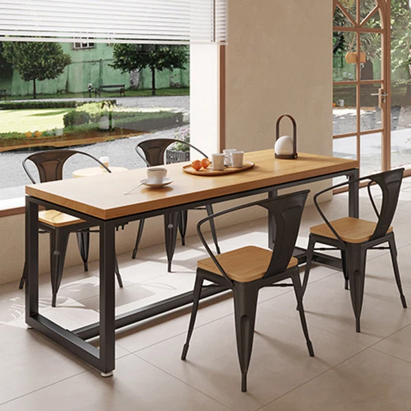 Set tavolo da pranzo industriale legno 1/2/5 pezzi con set di mobili da cucina con base metallo Clearhalo
