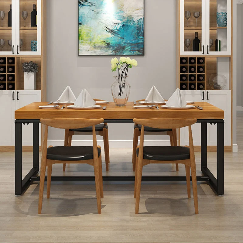 Set tavolo da pranzo industriale slitta Set dinette legno massello da 1/2/5 pezzi per negozio Clearhalo