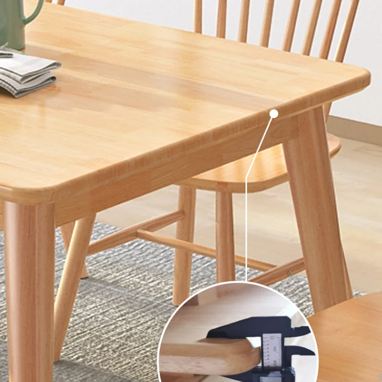 Set tavolo da pranzo legno massello di legno di gomma Set da pranzo da 1/2/5/7 pezzi per cucina Clearhalo