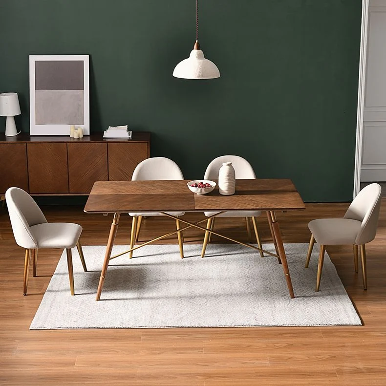 Set tavolo da pranzo legno massello Set da pranzo moderno rettangolare da 1/2/3/5 pezzi Clearhalo