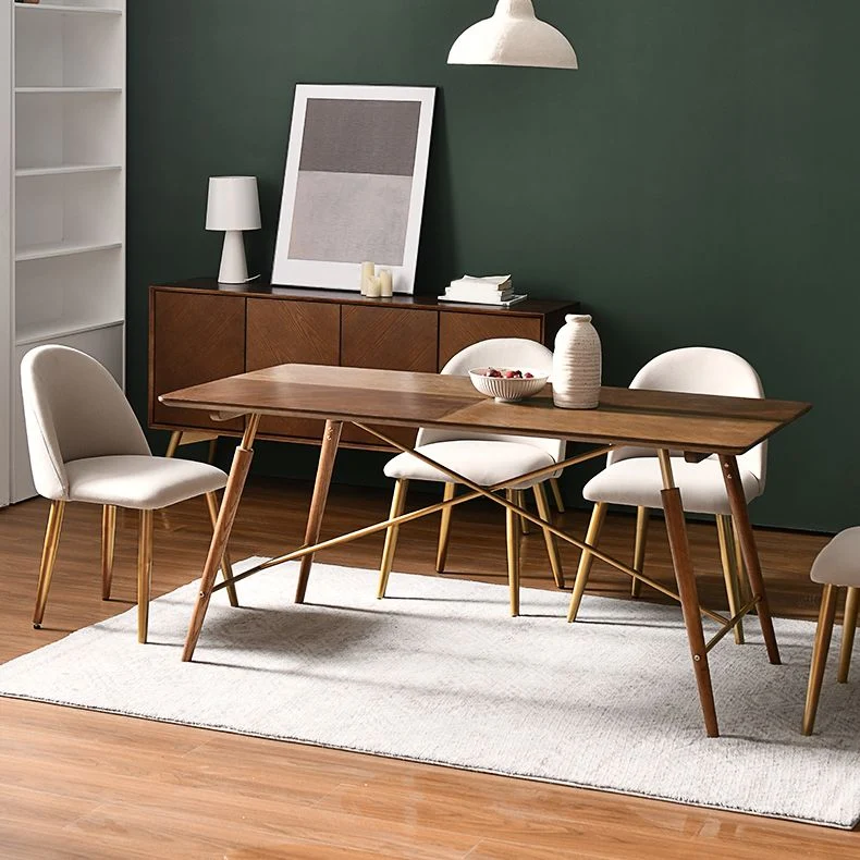 Set tavolo da pranzo legno massello Set da pranzo moderno rettangolare da 1/2/3/5 pezzi Clearhalo