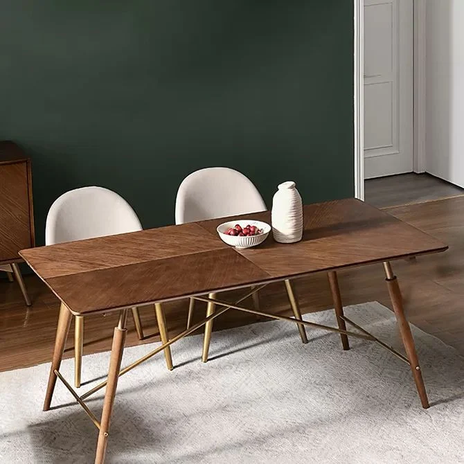 Set tavolo da pranzo legno massello Set da pranzo moderno rettangolare da 1/2/3/5 pezzi Clearhalo